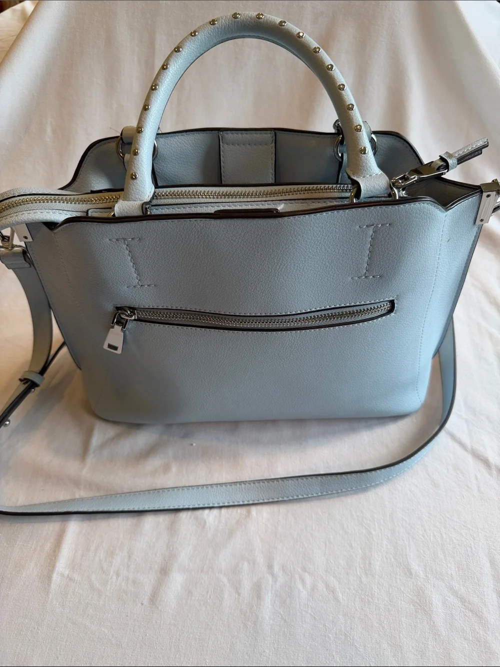INC International Concepts Light Blue Studded Top-Handle Satchel